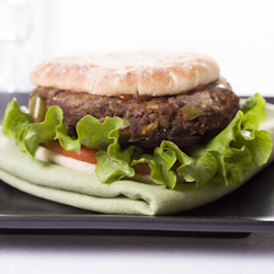 black bean burger pita sandwich
