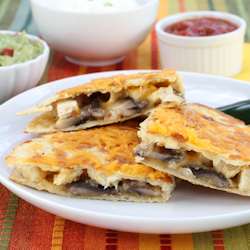 bbq mushroom cheese quesadillas