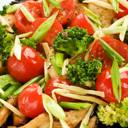 charred tomato chicken salad