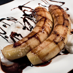 chocolate drizzled bananas yogurt