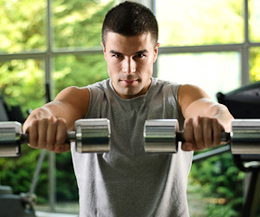 dumbbells man
