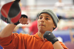 hitting punching bag